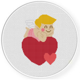 Cupid with Big Heart Cross Stitch Pattern