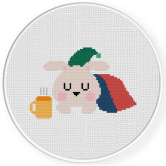 Sleepy Tea Bunny Cross Stitch Pattern