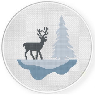 Deer in Winter Cross Stitch Pattern