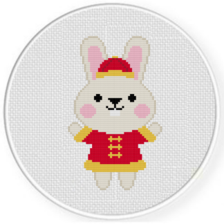 Bunny in Cheongsam Cross Stitch Pattern