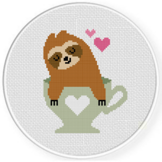 Sloth Nap in Teacup Cross Stitch Pattern