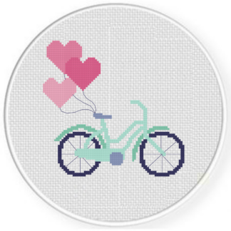 Love Bike Balloons Cross Stitch Pattern