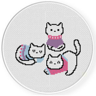 Kitty Cats in Sweaters Cross Stitch Pattern