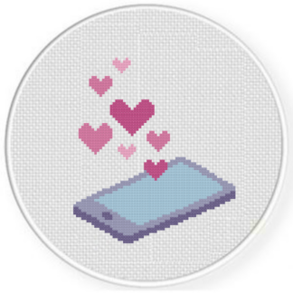 Phone Hearts Cross Stitch Pattern