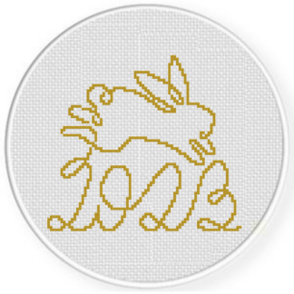 2023 Bunny Hop Line Art Cross Stitch Pattern