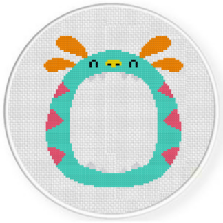 Blue Monster Frame Cross Stitch Pattern