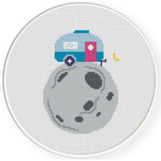 Camp on Moon Cross Stitch Pattern
