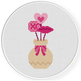Valentine Candy Vase Cross Stitch Pattern