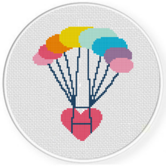 Heart Parachute Cross Stitch Pattern