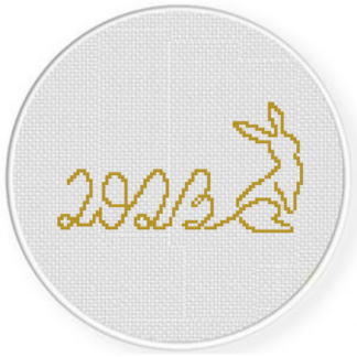 2023 Bunny Line Art Cross Stitch Pattern