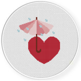 Umbrella Heart Cross Stitch Pattern