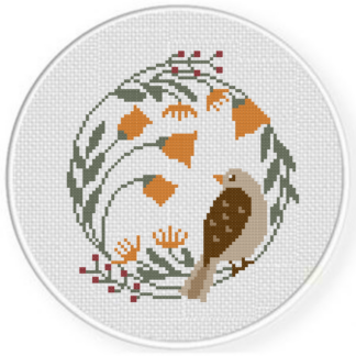 Bird And Wreath Cross Stitch Pattern