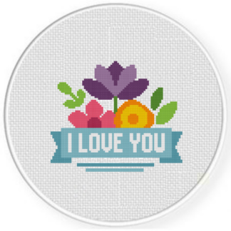 Love Ribbon Bouquet Cross Stitch Pattern