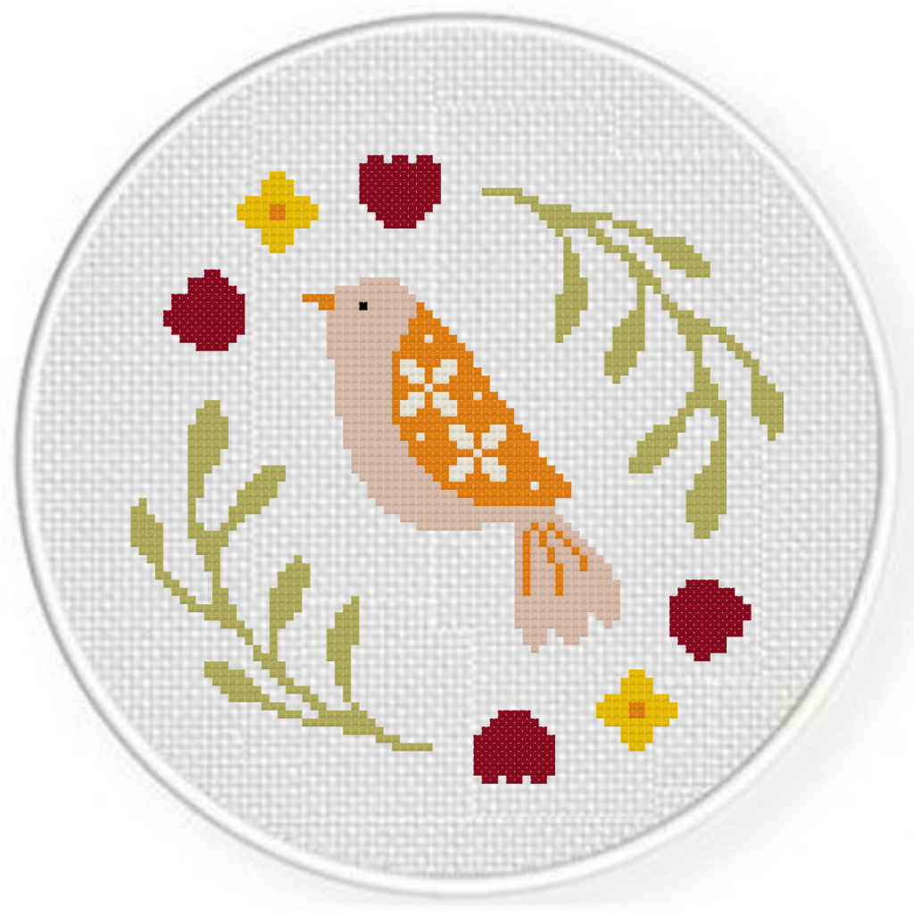 Folk Bird Cross Stitch Pattern Daily Cross Stitch