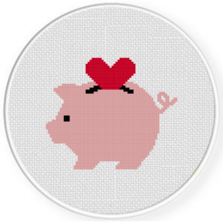 Heart Piggy Bank Cross Stitch Pattern