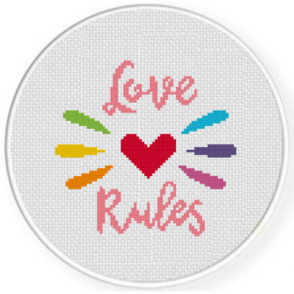 Love Rules Cross Stitch Pattern