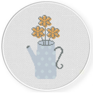 Yellow Flower Teapot Cross Stitch Pattern