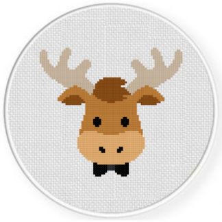 Bow Tie Moose Cross Stitch Pattern