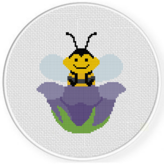 Bee on Flower Cross Stitch Pattern