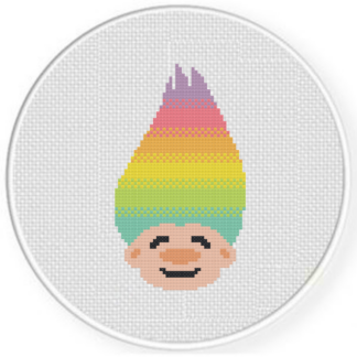 Rainbow Head Troll Cross Stitch Pattern