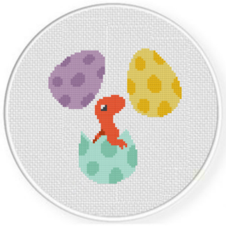 Dino Hatching Eggs Cross Stitch Pattern