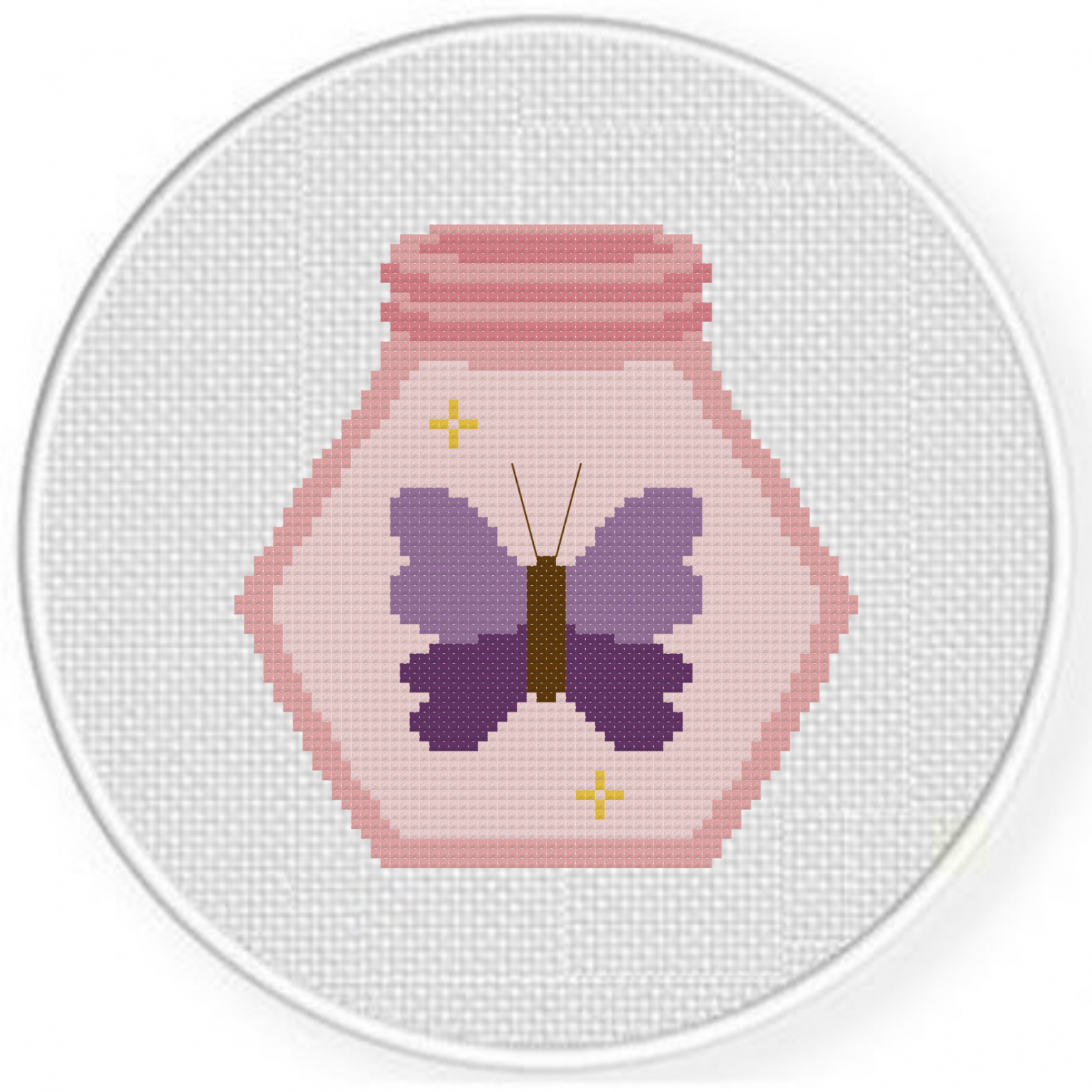 Purple Butterfly in a Jar Cross Stitch Pattern Daily Cross Stitch