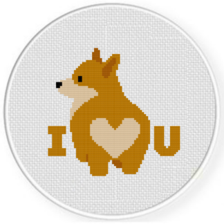 I Heart U Corgi Cross Stitch Pattern
