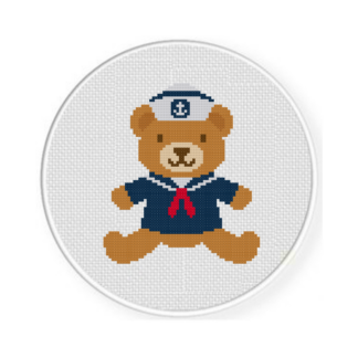 Navy Bear Cross Stitch Pattern