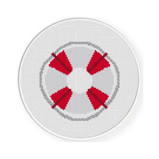 Red White Lifebuoy Cross Stitch Pattern