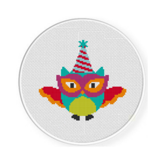 Party Owl Cross Stitch Pattern