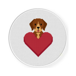 Puppy Love Heart Cross Stitch Pattern