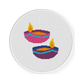 Diwali Candles Cross Stitch Pattern