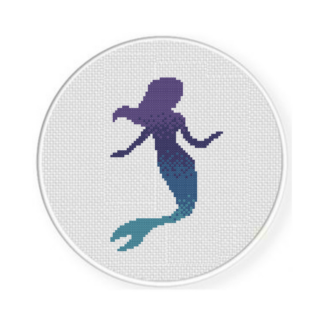 Pretty Mermaid Silhouette Cross Stitch Pattern