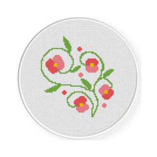 Pink Poppy Flowers Cross Stitch Pattern