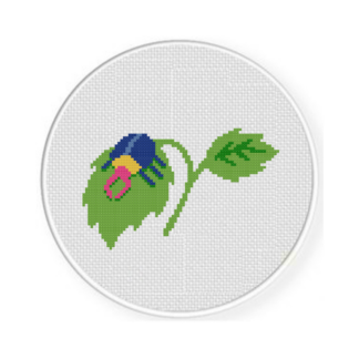 Colorful Bug on a Leaf Cross Stitch Pattern