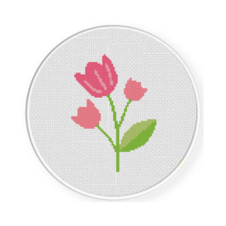 Pink Spring Flower Cross Stitch Pattern