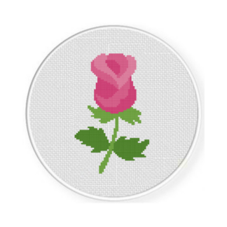 Single Pink Rose Cross Stitch Pattern