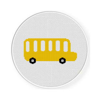 Cartoon Yellow Bus Cross Stitch Pattern
