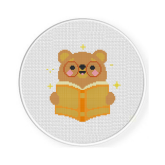 Book Lover Bear Cross Stitch Pattern