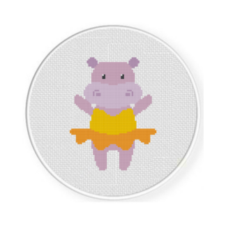 Hippo In Tutu Cross Stitch Pattern