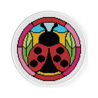 Stained Glass Ladybug Cross Stitch Pattern