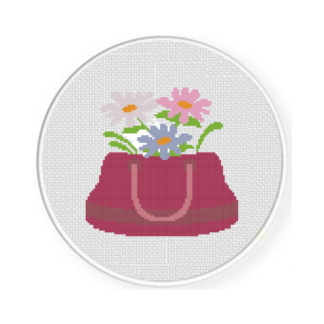 Bag And Flowers Cross Stitch Pattern