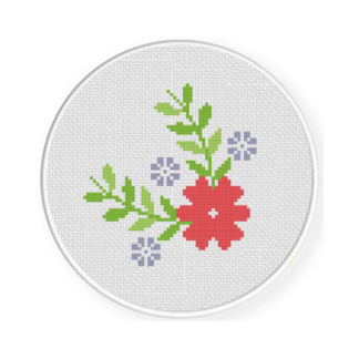 Pink Flower Corner Cross Stitch Pattern