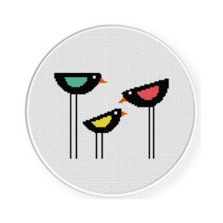 Unusual Bird Family Cross Stitch Pattern