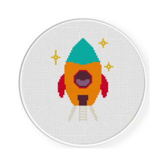 Rocket Ship Cross Stitch Pattern