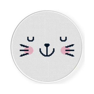 Sleeping Cat Face Cross Stitch Pattern