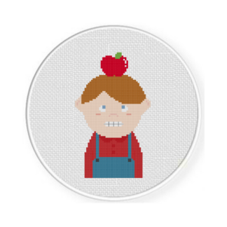 Apple Head Boy Cross Stitch Pattern