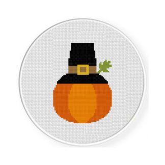 Pilgrim Hat Pumpkin Cross Stitch Pattern