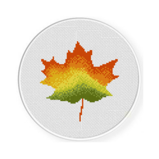 Gradient Fall Leaf Cross Stitch Pattern