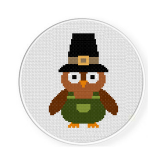 Pilgrim Hat Owl Cross Stitch Pattern